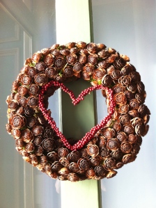 Natural wreath for Valentine's Day.